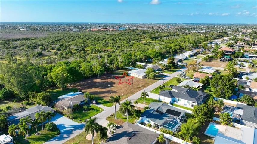 Aerial perspective of suburban area