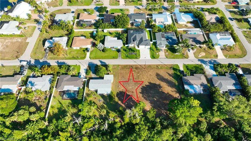 Aerial perspective of suburban area