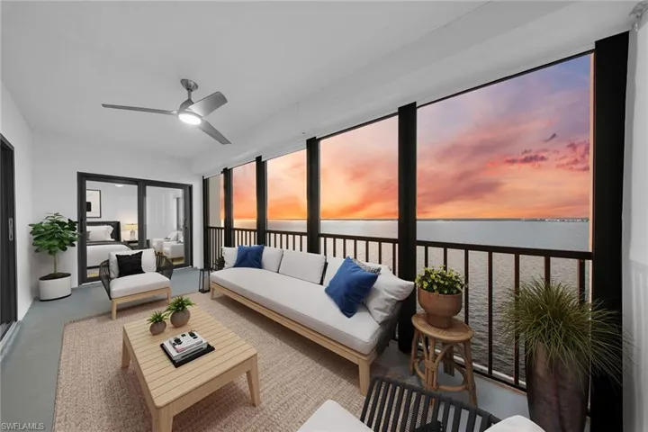 Sunroom with a water view **PHOTO IS VIRTUALLY STAGED**