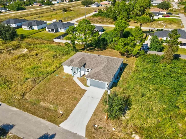 Aerial perspective of suburban area