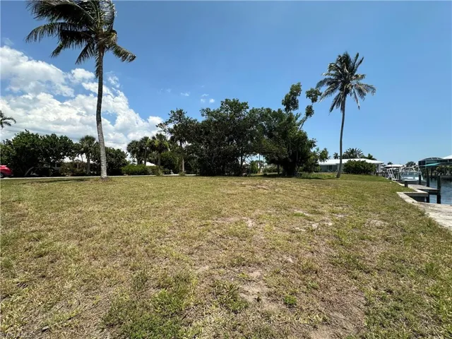 View of yard with a dock