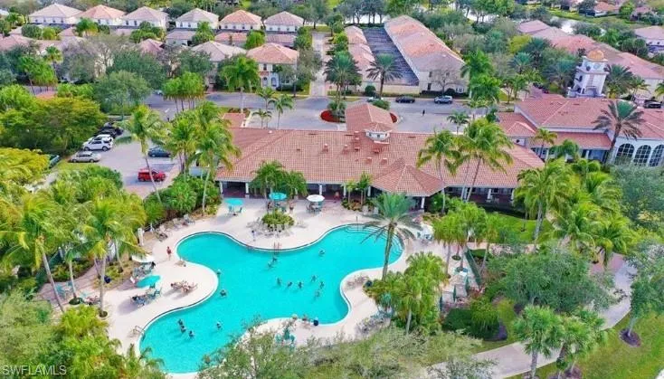 Birds eye view of property with a residential view