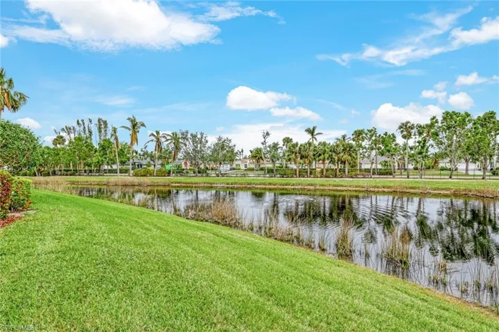Greenspace in the back yard with a view of the lake.