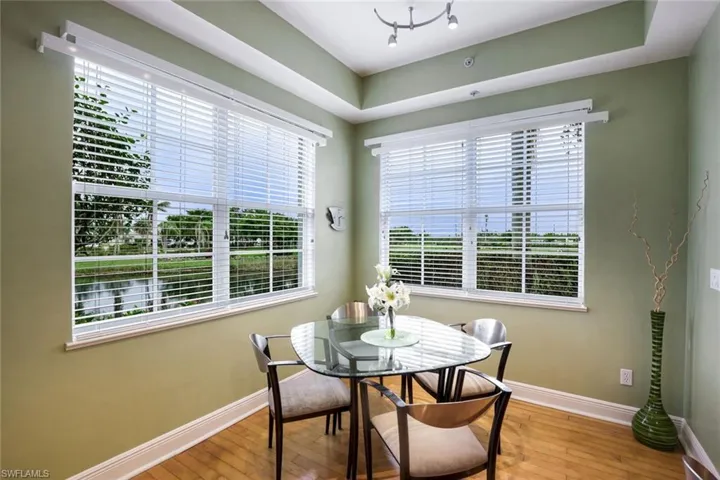 In-kitchen dining area with a view of the lake.