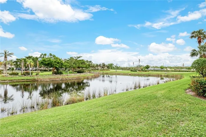 Greenspace in the back yard with a view of the lake.
