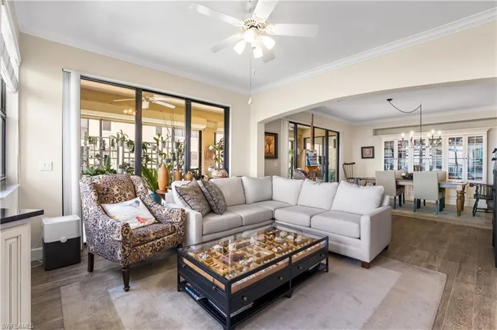 This floorplan allows seamless living from the living area into the dining area.