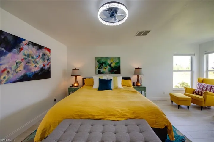 Bedroom with tile floors
