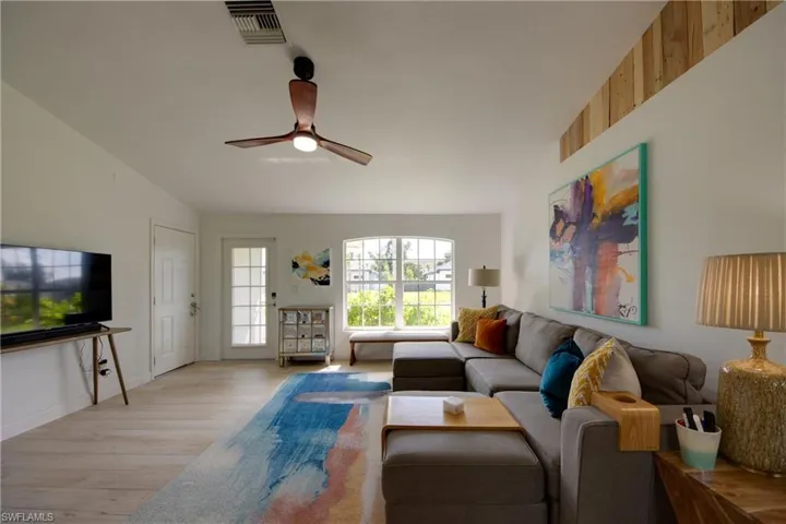 Living room with ceiling fan