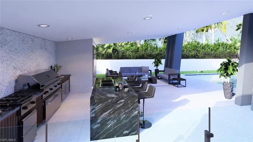 View of patio / terrace featuring an outdoor living space, a sink, and area for grilling