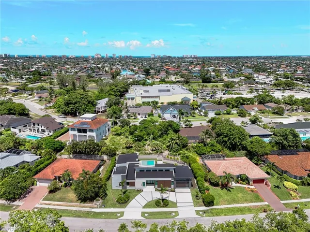 Aerial perspective of suburban area