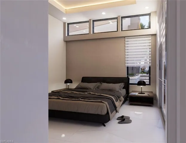 Bedroom with recessed lighting