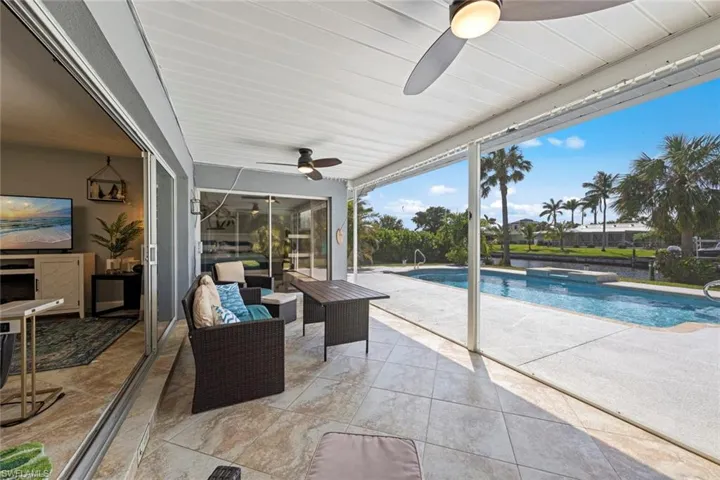 View of pool and a patio area