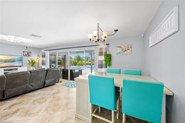 Dining room featuring an inviting chandelier