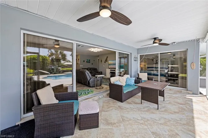 View of patio featuring an outdoor hangout area