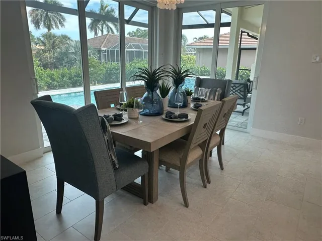 Dining area featuring a chandelier and plenty of natural light