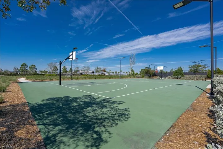 Sports courts including tennis, pickleball, basketball, soccer and bocce ball.