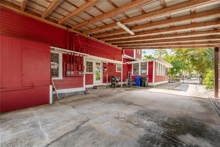Covered Carport with door to kitchen