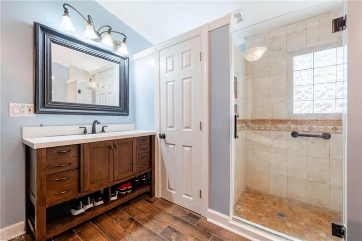 Lower Level primary Bath with walkin shower