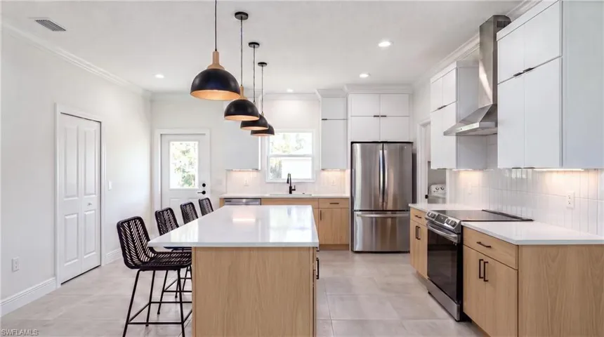 Kitchen. Digital rendering, virtually staged.