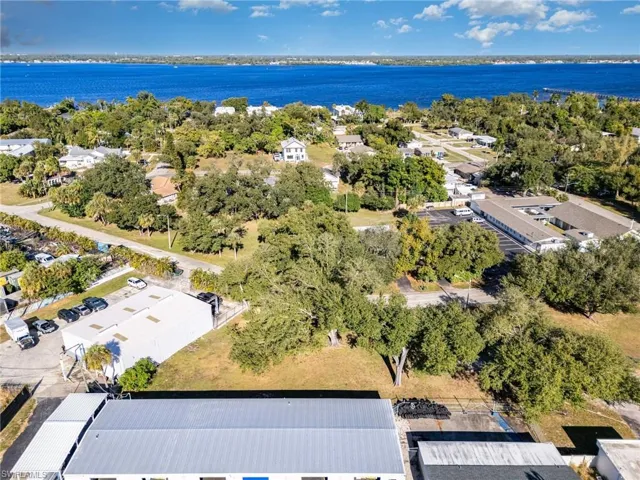 Bird's eye view of a nearby body of water