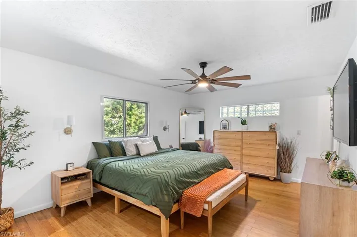 Bedroom with light wood-type flooring