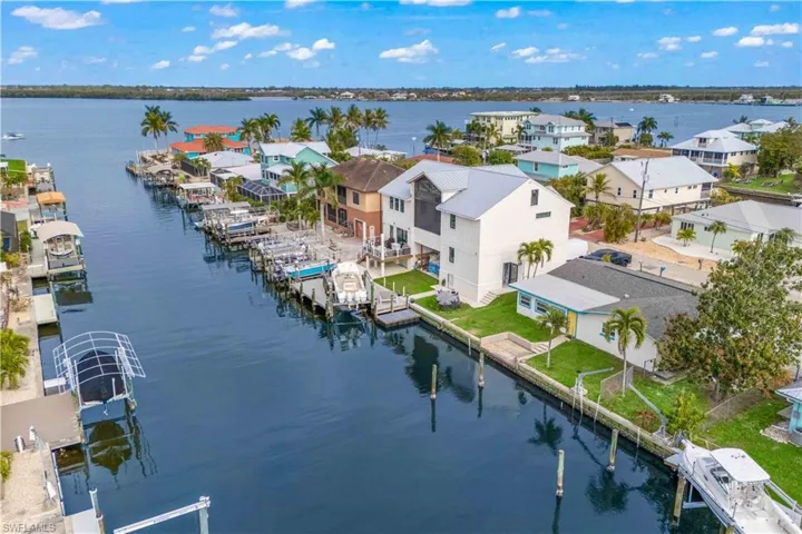 Stunning aerial view showcasing Matlacha’s vibrant waterfront lifestyle.