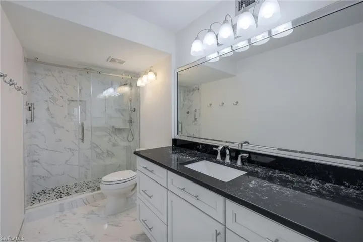 Newly renovated master bathroom with walk-in shower
