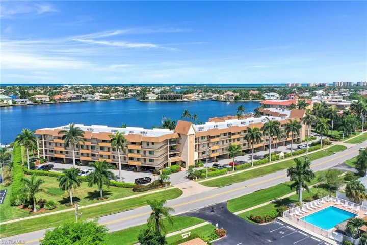 Aerial view towards bay