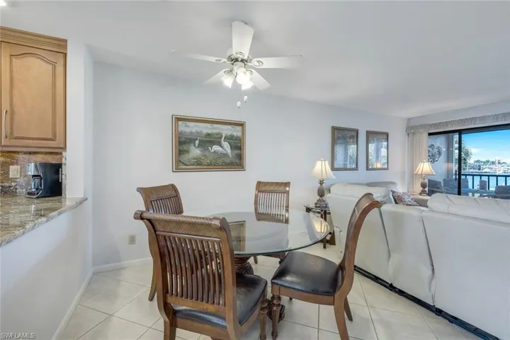 Dining area featuring ceiling fan