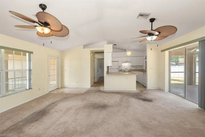 Family room view looking toward the dining area and kitchen