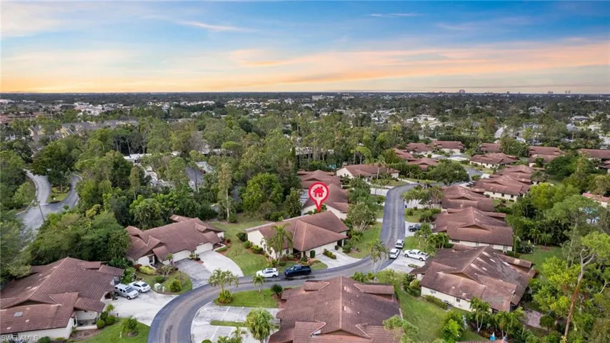 View of aerial view at dusk