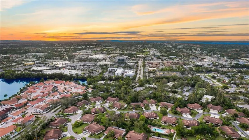 View of aerial view at dusk