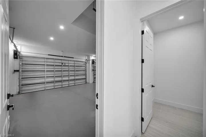 Garage with recessed lighting