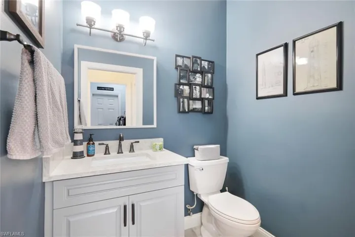 Powder room is just off the main living area.