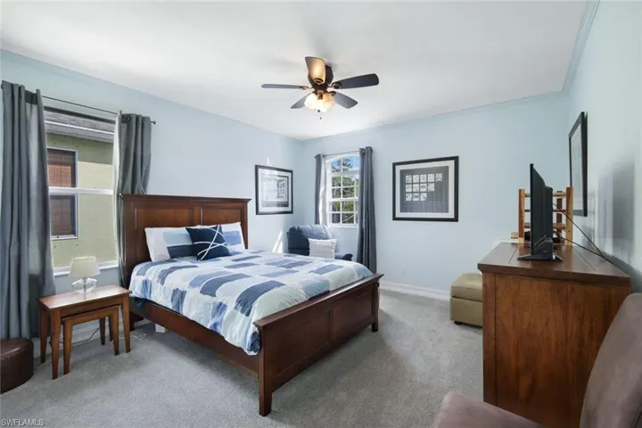 Guest bedroom privately tucked away from the main living area.