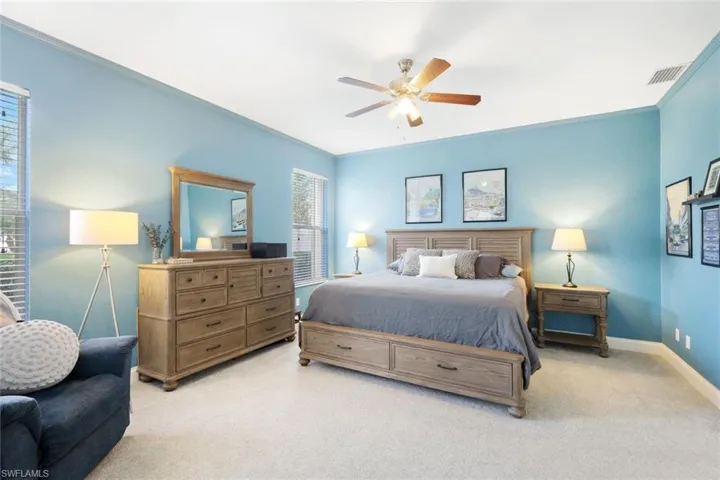 Retreat to your primary suite at day's end.