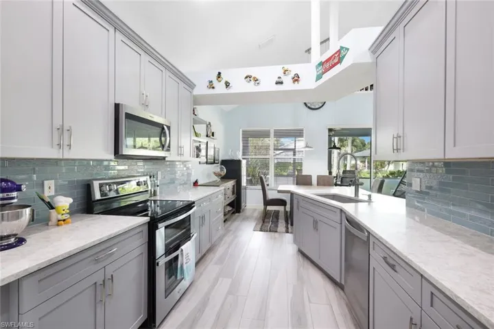 Enjoy lush views while preparing your favorite meal.