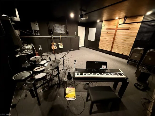 Air conditioned garage being used as music studio