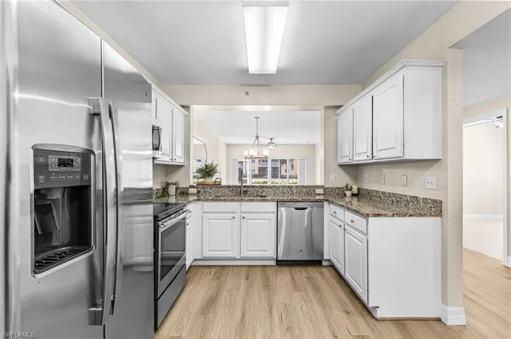 Kitchen open to dining and family room