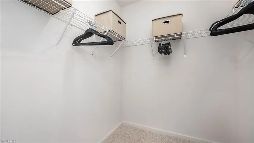 Spacious closet featuring carpet flooring