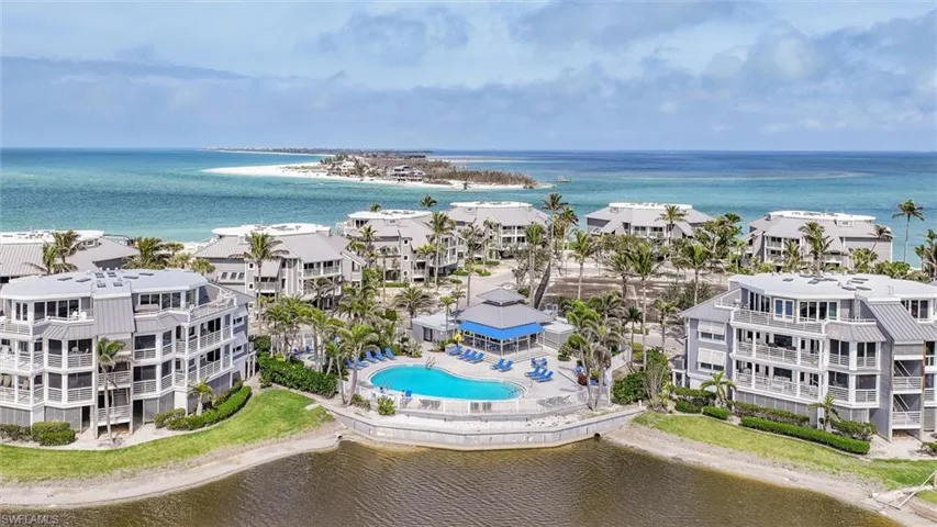 Aerial view of a large body of water