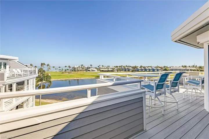 Wooden deck with a water view