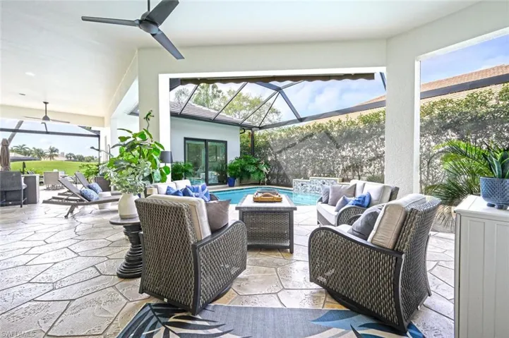 Generous courtyard space perfect for enjoying lazy summer days relaxing poolside