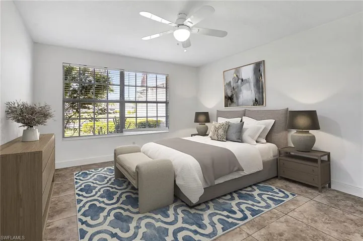 Master bedroom staged photo.