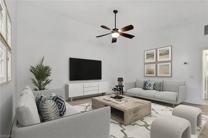 Living room staged photo.