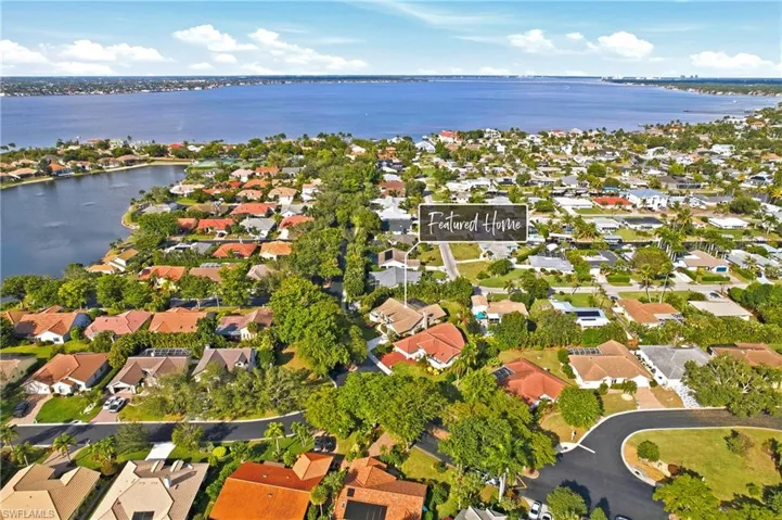 Aerial view of home and community