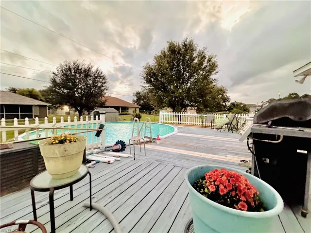 Wooden deck with grilling area