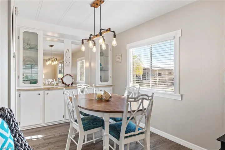 Dining area featuring  and a chandelier