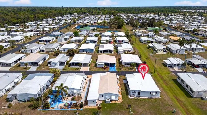 Aerial perspective of suburban area