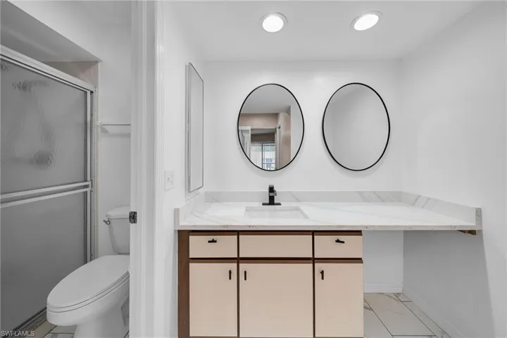 Master bathroom, Shower, Double Mirrors, Granite Counters and Tile Floor